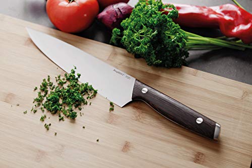 Berghoff Ron Acapu Chef's Knife 8" Silver & Brown Crack-Resistant Ergonomically Designed Wood Handle Sharp & Well Balanced #TOP1