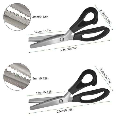 lyfLux 2 Models Pinking Shears, Zig Zag Scissors for Crafting, Paper Cutting, Leather Materials (3 mm Triangular And Rounded Teeth) - Thumbnail 6