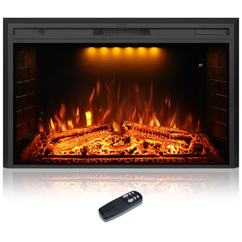 Dreamflame 50 inch Electric Fireplace, Wall Fireplace Electric with Remote Control, Realistic Log and Crackling Sound, Overheating Protection and Timer, 750/1500W Black