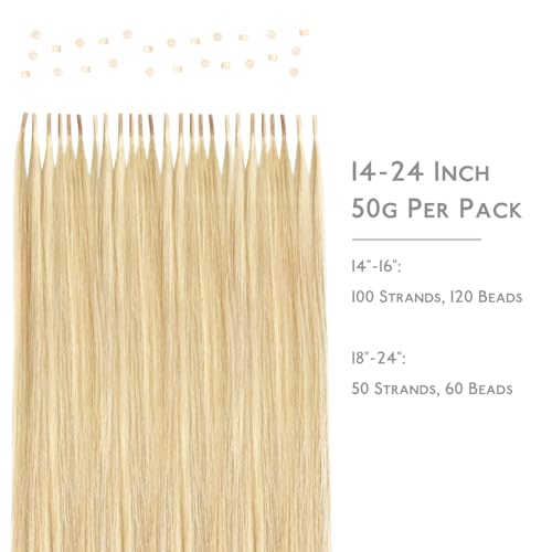 Image of WENNALIFE I Tip Hair Extensions Real Human Hair, 100g 200s 16 Inch Light Blonde Highlighted Golden Blonde Remy Itip Human Hair Extensions Invisible Itips Straight I Tips Cold Fusion Extensions