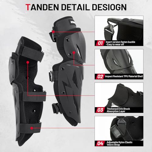 Skating Protective Gear Adult Knee and Elbow Pads Wrist Guards + Motocross Knee Pads Motorcycle Elbow Pads Guards 4Pcs - Thumbnail 4