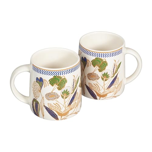 Image of miah decor Ceramic Tea Coffee Cups Set Handcrafted Studio Pottery Ceramic Small Chai Mug Set of 2 Drinkware Microwave Safe for Home & Restaurant (MD-725)