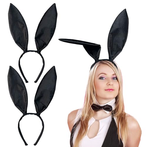 UILYNIU 2 Stück Schwarz Hasen Haarreif mit Hasenohren Stirnband...