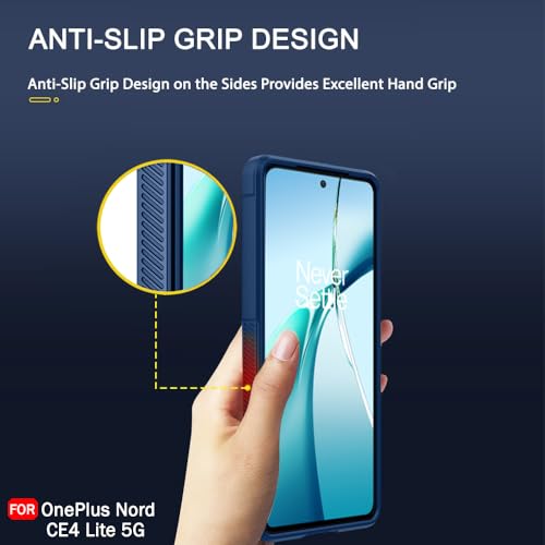 Image of TheGiftKart Liquid Silicon Back Cover Case for OnePlus Nord CE 4 Lite 5G | Shockproof Military Grade Protection | Micro-Fibre Cloth On Inner Side | Built-in Anti-Slip Grip Back Case Cover (TPU, Blue)