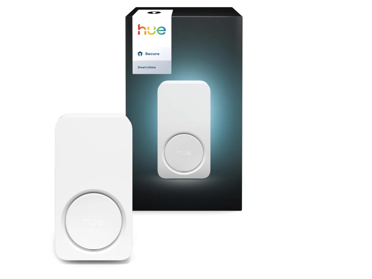 Philips Hue Secure Smart Chime, Campanello smart con notifiche in tempo reale e suoneria citofono supplementare, per videocamere Hue e prese standard, Campanello wireless con sensori movimento, bianco
