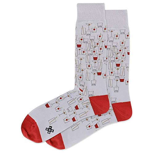 Hot Sox Mens Martini Cocktails Crew Trouser Socks (Light Gray, Shoe Size: 6-12.5)