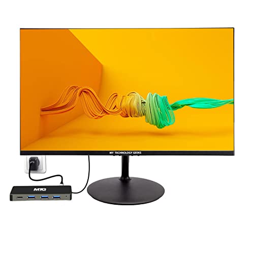 MTG Bundle New 24 inch FHD LED Desktop Monitor 1080p, USB C Type Docking Station 10 in 1, 4K Tv-Monitor HDMI, DP, USB 3.0, Compatible with Windows and Mac (Power Adapter not Included)