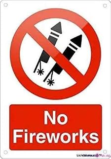 Eletina Street sign warning plaque Prohibited No Fireworks Metal Tin Sign Wall Art Decor Safety Warning Signs For Outdoor & Indoor office Sign 8 X 12 Inch