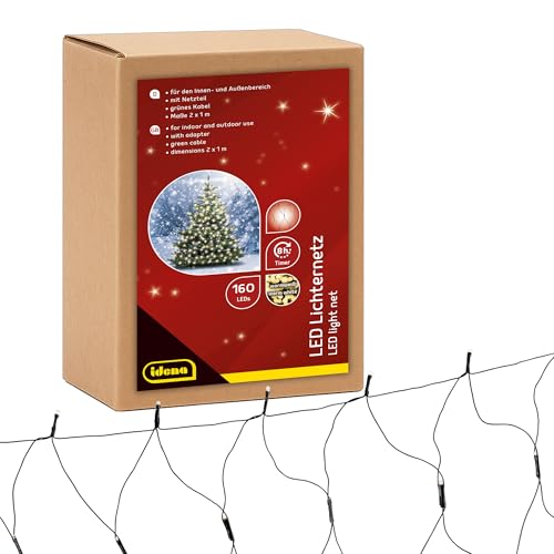 Idena 31899 - LED Lichternetz mit 160 LEDs in Warmweiß, ca. 2 x 1 m,...