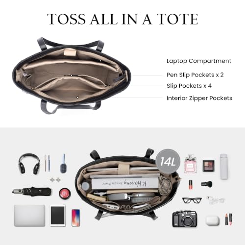 Image of befen Vintage Genuine Leather Work Tote Bag for Women, Tote Bag with Zipper