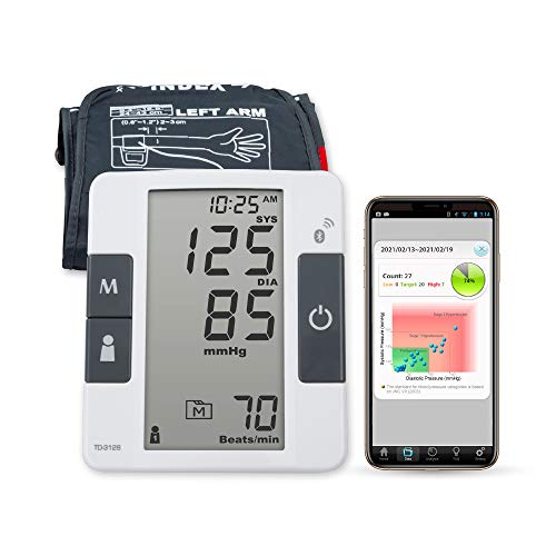 MbH Blood Pressure Monitor Bluetooth, Upper Arm for Home Use, Four Users, Digital BP, Heart Health Monitoring, Free for iOS & Android â€“ Irregular Heart Beat Detection, Carry Case