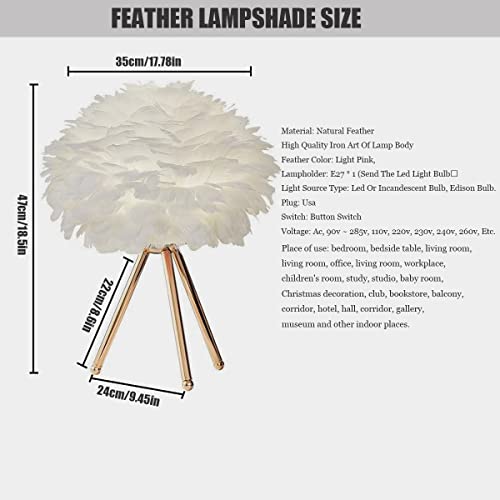 Sosidy Gold Tripod Feather Bedside Table Lamp #TOP26