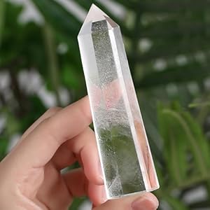 ZHIYUXI 3.7-4″ Clear Quartz Crystals and Healing Stones Gemstones Hexagonal Pointed Healing Crystals Wand Stone 1 Pc Large Protection Crystals Reiki Energy Balancing Meditation Therapy Decoration