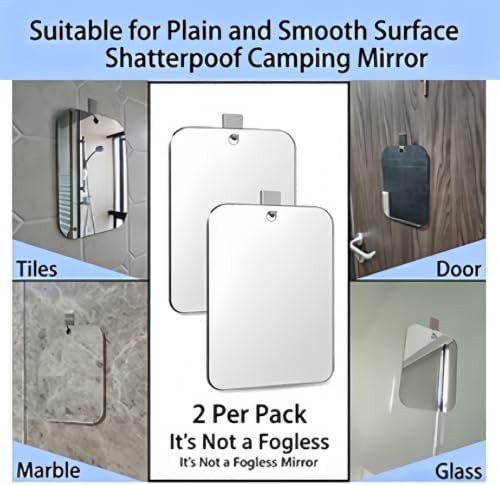(2 Pack Lager 11 x 8 In) in Shower Mirror for Shower, Shaving Mirror for Showers, Showers Mirror for the Shower, Small Wall Mirrors for Wall, Shatterproof Plastic Travel Camping Shaving Mirrors - 4