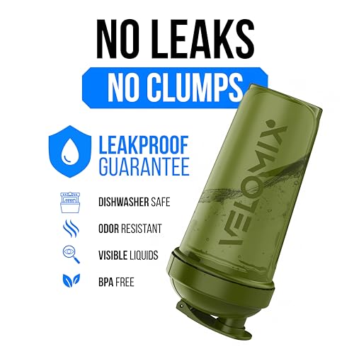 Image of VELOMIX 3 Pack 14 oz Protein Shaker Bottle for Mixes - 1 Wire Whisk Ball | Stackable Leak Proof Cups | Dishwasher Safe, BPA-Free