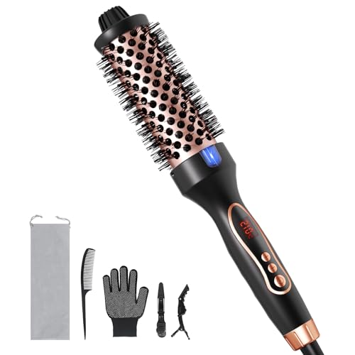 FELLAT Thermal Brush, Spazzola Termica Arricciante, Spazzola Rotonda Termica Elettrica Ionica Per Ricci Naturali, 5 Temperature Regolabile, Meno Danni, Fusto Da 38mm, Doppia Tensione