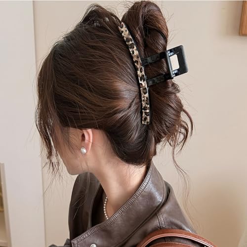 Pinzas acrílicas grandes para cabello con diseño leopardo miniatura 7