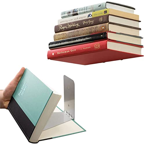 Image of ROLLYWARE Unique Design Invisible Bookshelf Metal Heavy Floating Book Shelf Wall mountad Shelf Holder Hanging Home Storage Rack for Home Wall Decoration (Hold Upto 10 Books per self) Pack of 6