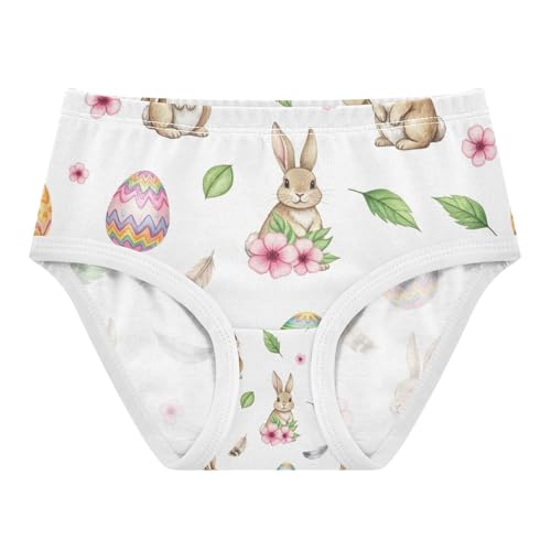 Toddler Girl Briefs, Watercolor Rabbits Cotton Underwear for Girls, 2–8 Years