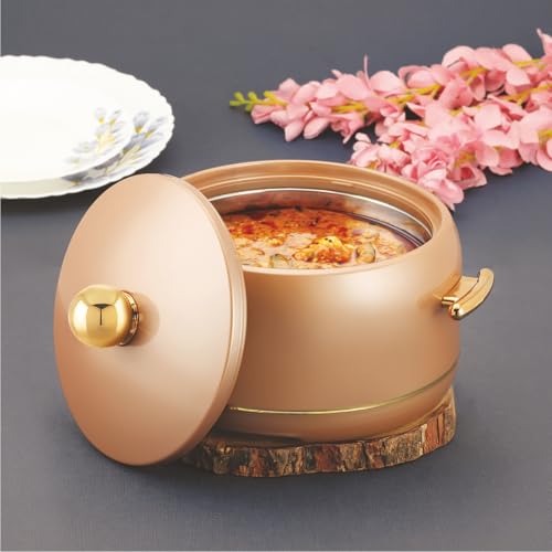 Image of Modware Atlantis Casserole 2500ml Elegant Design Premium Hot Pot, Retains Temperature for Hours, Insulated Inner Steel Casserole for Roti, Hot Box for Home, Chapati Box, Serving Bowl with Lid (Brown)