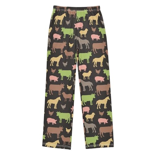 ZZXXB Cow Horse Rooster Boys Long Pants Soft Trousers Elastic Waist Kids Lounge Bottoms with Pockets S-XL