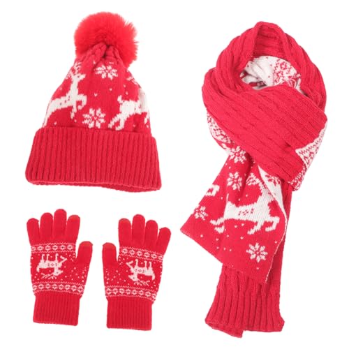 Gorro y guantes para niñas evitan el frío con bufanda de tela
