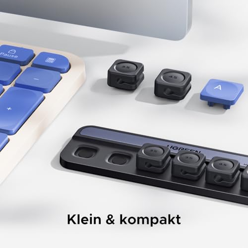 UGREEN 6 Stück Kabelhalter Kabelclips, Doppelte Spezifikationen, Magnetische Kabelhalter Selbstklebend Kabel Organizer, Einhandbedienung, Kabelmanagement für Lightning USB-C Ladekabel Audiokabel