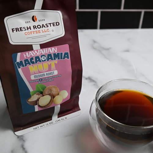 Image of Fresh Roasted Coffee, Hawaiian Macadamia Nut Flavored Drip Ground Coffee, Medium Roast, Kosher, 12 oz