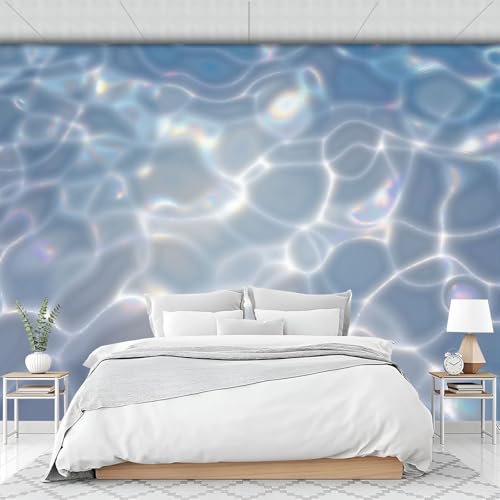 Papier peint intissé reflets eau gris-bleu clair mat - 6