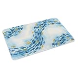 Blue Coastal Fish Door Mat Indoor Outdoor,Watercolor...