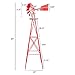 Outvita 8FT Ornamental Windmill, Heavy Duty Durable Metal Weather Vane Garden Decoration Weather Resistant for Garden, Yard, Farm, Seaside (8ft-red)