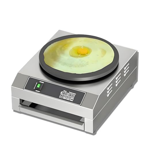 RKXKJ Crepera Eléctrica Multifuncional, Placa Antiadherente De 15 Pulgadas, con Temperatura Y Temporizador Ajustables, Pantalla Digital, Ideal para Preparar Desayunos Saludables