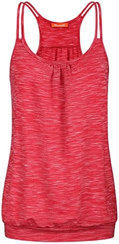 NEWMEEN Blevonh Women's Scoop Neck Spaghetti Strap Racerback Workout Tank Tops (A-Watermelon Red, X-Large)