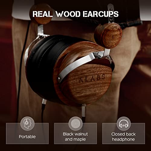 Alabs Over-Ear Wired Closed Back Headphones, Natural Wooden Closed-Back Headset With Self Adjustable Headband, Audiophile Headphone With 50Mm Drivers And 32Ω Impedance For Pc Tablets Smartphone #TOP2