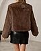 Tankaneo Womens Faux Fur Jacket Cropped Winter Fall Shaggy Coats Long Sleeve Fluffy Short Coat Fuzzy Outerwear