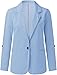 Kenhansion Womens Business Casual Blazer Button Lapel Long Sleeve Work Office Lightweight Soft Jackets Outfits with Pockets (Sky Blue,Large)