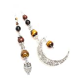 Kimaya Bijoux Boucles d'oreilles artisanales asymétriques oeil de tigre oeil de faucon oeil de taureau, triple protection, crochets argent 925