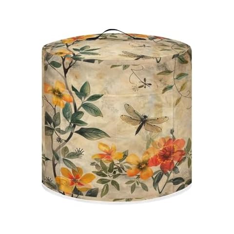 Yuresuaet Floral Dragonfly Rice Cooker Covers Waterproof 3 Quart Dust Cover for Appliance Kitchen Accessories Wear Resistant Keep Home Clean and Tidy Cover