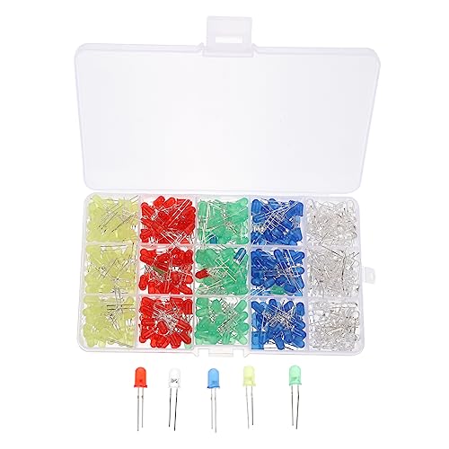 SEWOART 500 Pcs 1 Box LED Glow Accessories Low Voltage Diffused Diode Fake Window Sticker Diode Bulb Kit Reflective Key Chain Diode Lights Assortment Kit Light Emitting Fittings Plastic