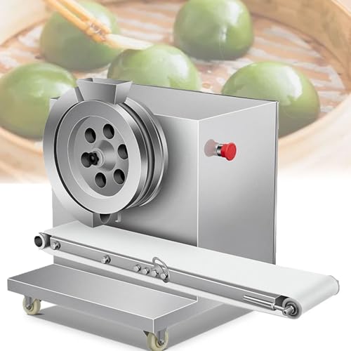 Dough Rounding Machine - Stainless Steel Dumpling and Mochi Former with Conveyor and Stop Button for Commercial Use