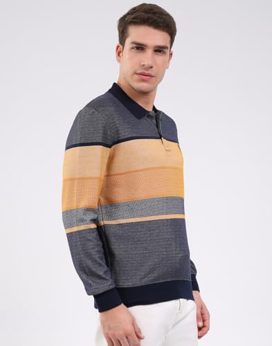 Image of Monte Carlo Men Regular Fit Solid Printed Collar Neck Button Closure Full Sleeve Winter Men T-Shirt (Pack of 1)