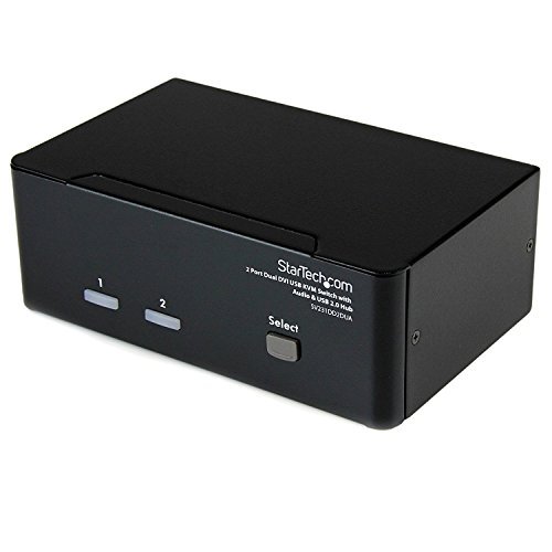 StarTech.com Commutateur KVM USB et double DVI à 2 ports avec audio et hub USB 2.0