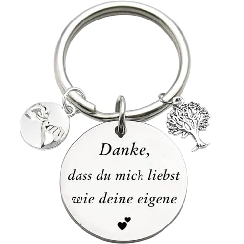 Tecreo Stiefeltern Geschenke Danke dass du mich liebst wie deine eigene Schlüsselanhänger Stiefmutter Stiefvater Geschenk, Adoption Schlüsselanhänger