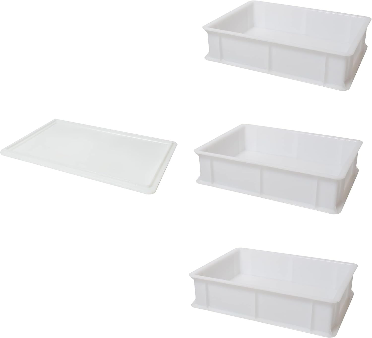 Set 3 cassette impasto pizza lievitazione pane cm 40x30x10 con coperchio professionali certificate al contatto alimentare bacinella da frigo panetti palline