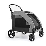 Nisorpa Dog Buggy großer Hundewagen Faltbarer tragbarer Hundewagen Kinderwagen aus Oxford-Stoff Belastbarkeit bis 60 kg - grau