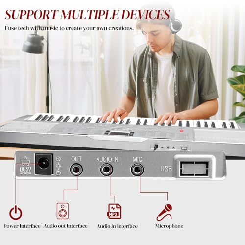 Image of Ktaxon 61 Key Keyboard Piano Electric Keyboard with Lighted Keys