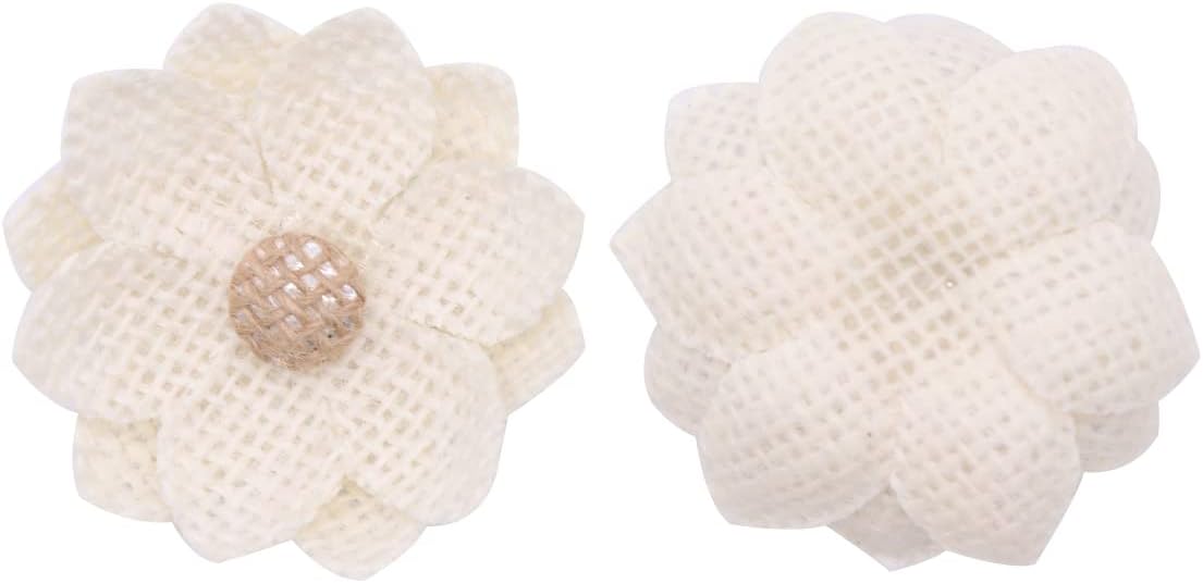 30Pcs 2.36 inchs Burlap Flowers,Burlap Fabric Flowers,Handmade Burlap Rose Flowers for Wedding Decoration and Craft Making
