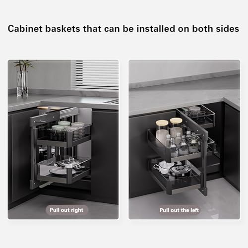 Corner Cabinet Pull-Out Organizer, 2-Tier Kitchen Storage Solution, Full Extension Slide-Out for Home Kitchen Units 900mm - Image 4