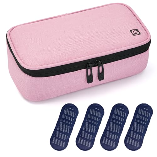ALLCAMP   Bolsa térmica grande de insulina, organizador para diabéticos, portátil, para viajes médicos, Pink, Maletín de equipaje