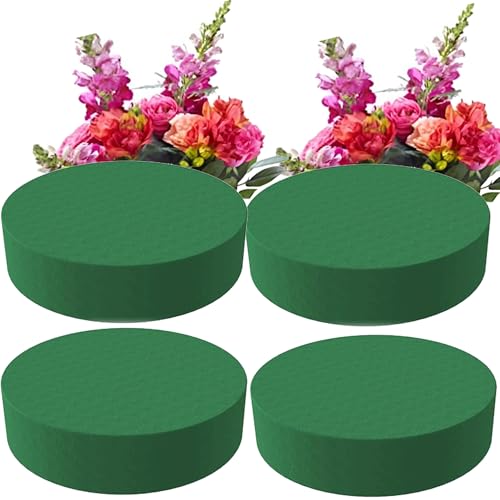 YUEMING 4PCS Brick Floral Foam Block, Wet Florist Foam Bricks for Fresh Flowers, Flower Foam Blocks for Artificial Flowers,Weddings,Indoor and Outdoor Floral Displays (Round)
